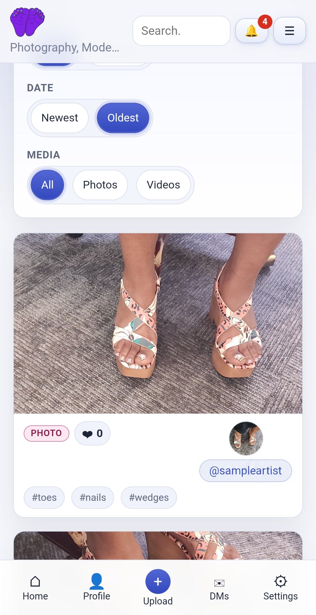 Responsive examples of the Toecial main feed on mobile, tablet, and desktop.